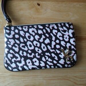 Victoria's Secret Black and Pink Leopard Print Wristlet